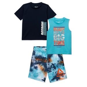 Reebok Baby and Toddler Boy T-Shirt, Muscle Tank, and Shorts Outfit Set, 3-Piece